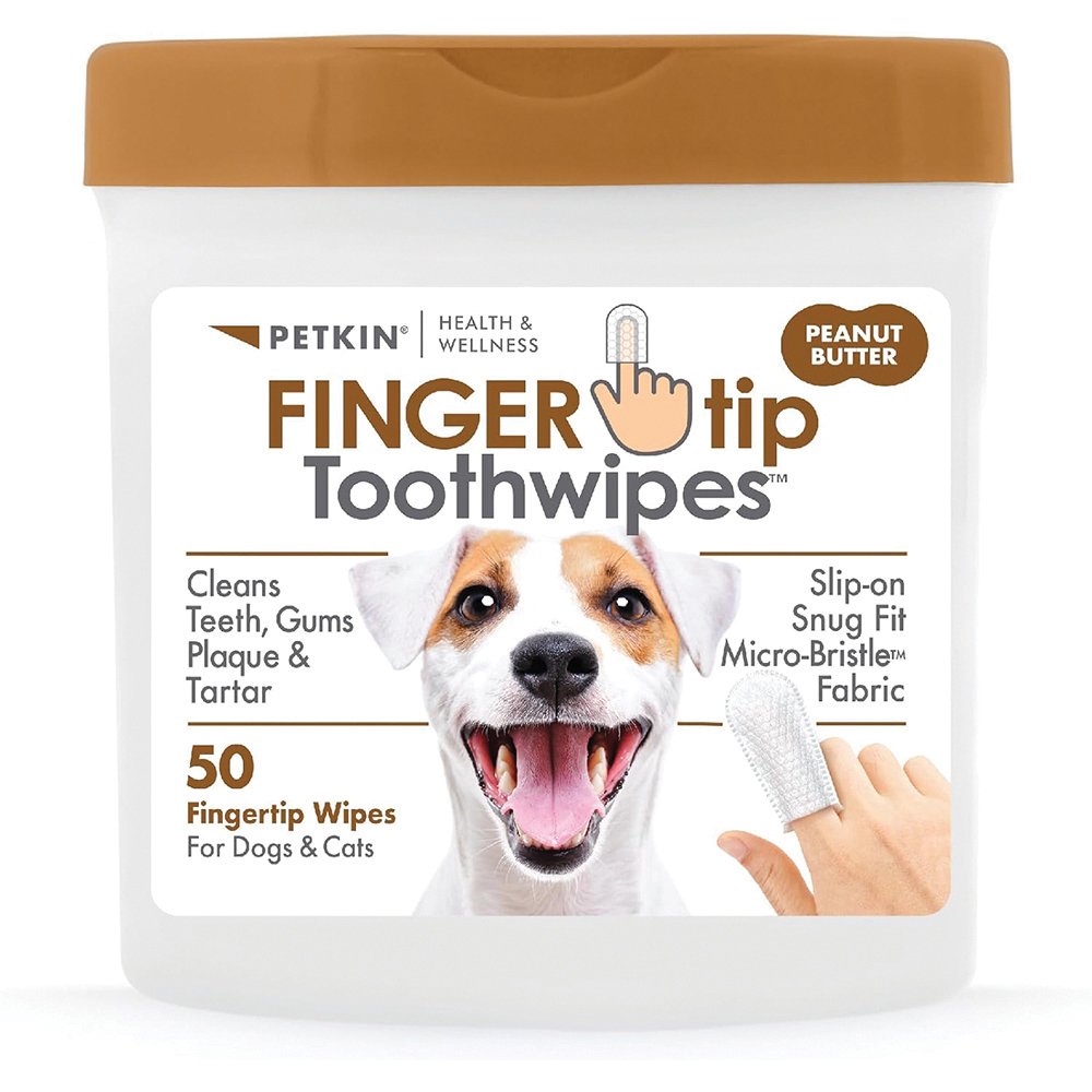 Petkin Fingertip Tooth Wipes 50pk [FLA:Peanut Butte]