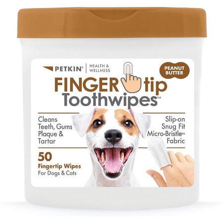 Petkin Fingertip Tooth Wipes 50pk [FLA:Peanut Butte]