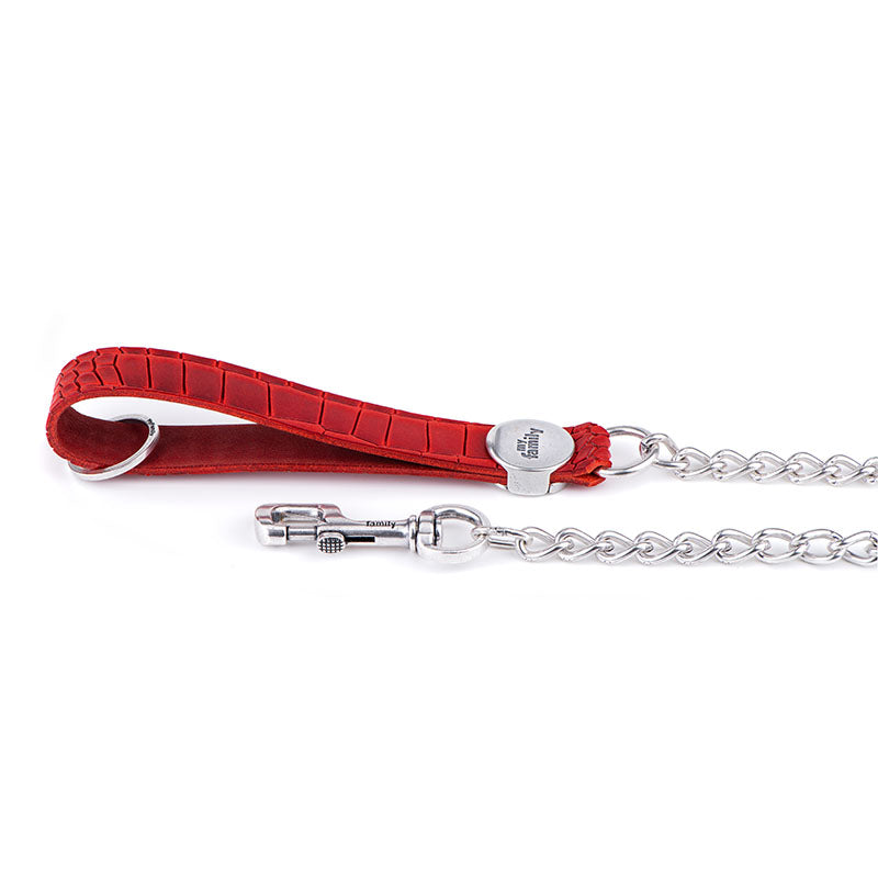 My Family Tucson Leather & Chain Leash 60cm [COL:Red]