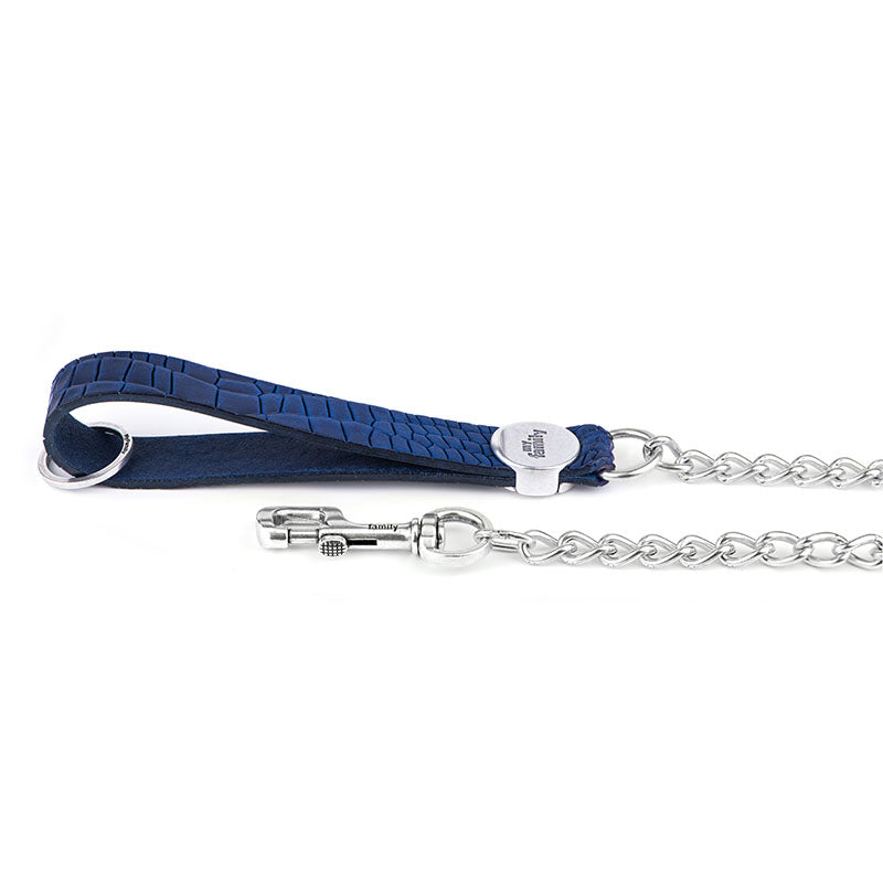 My Family Tucson Leather & Chain Leash 60cm [COL:Blue]