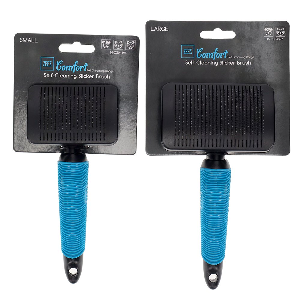 Zeez Comfort Self-cleaning Slicker Brush [SIZ:Small]