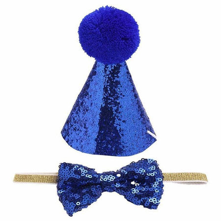 Glitter Party Hat With Bow Tie Navy