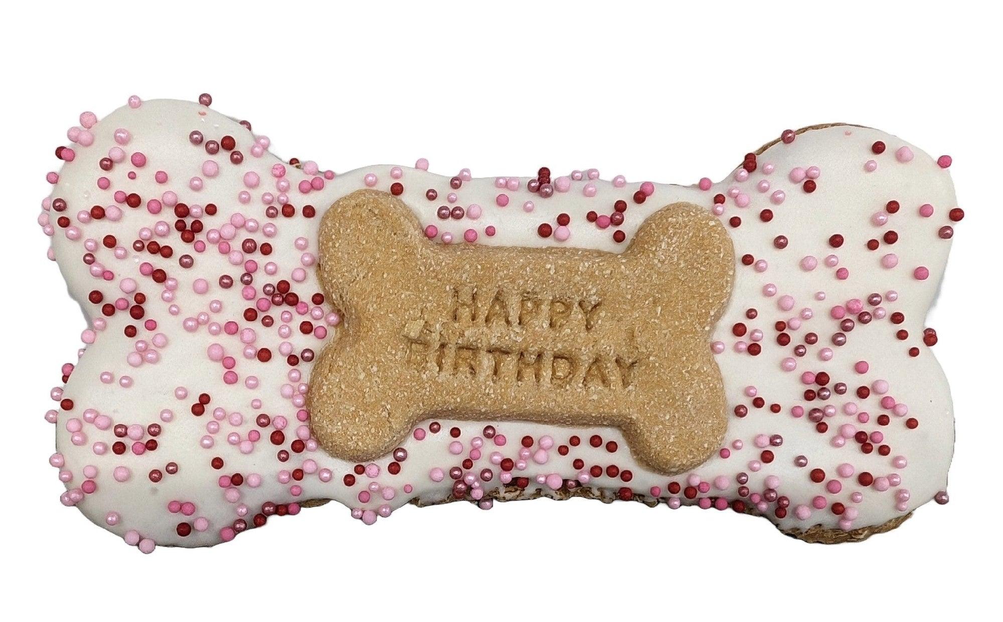 Happy Birthday Biscuit Large Pink
