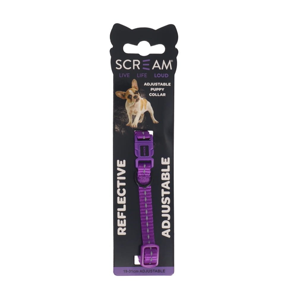 Scream Reflective Adj. Nylon Puppy Collar