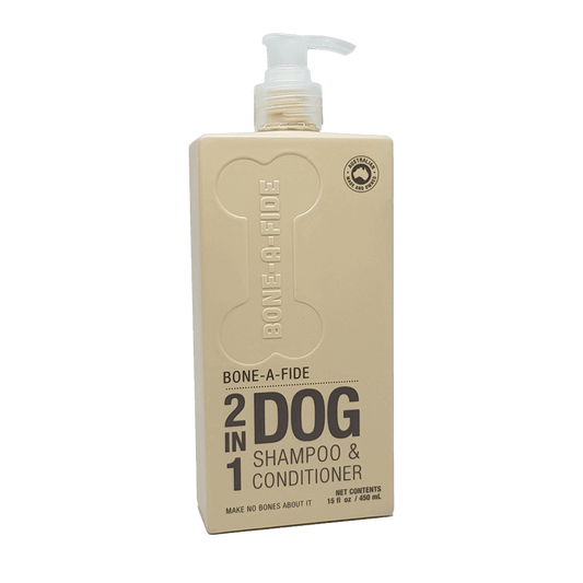 bone-a-fide 2 in 1 dog shampoo + conditioner 450ml – vanilla + jasmine