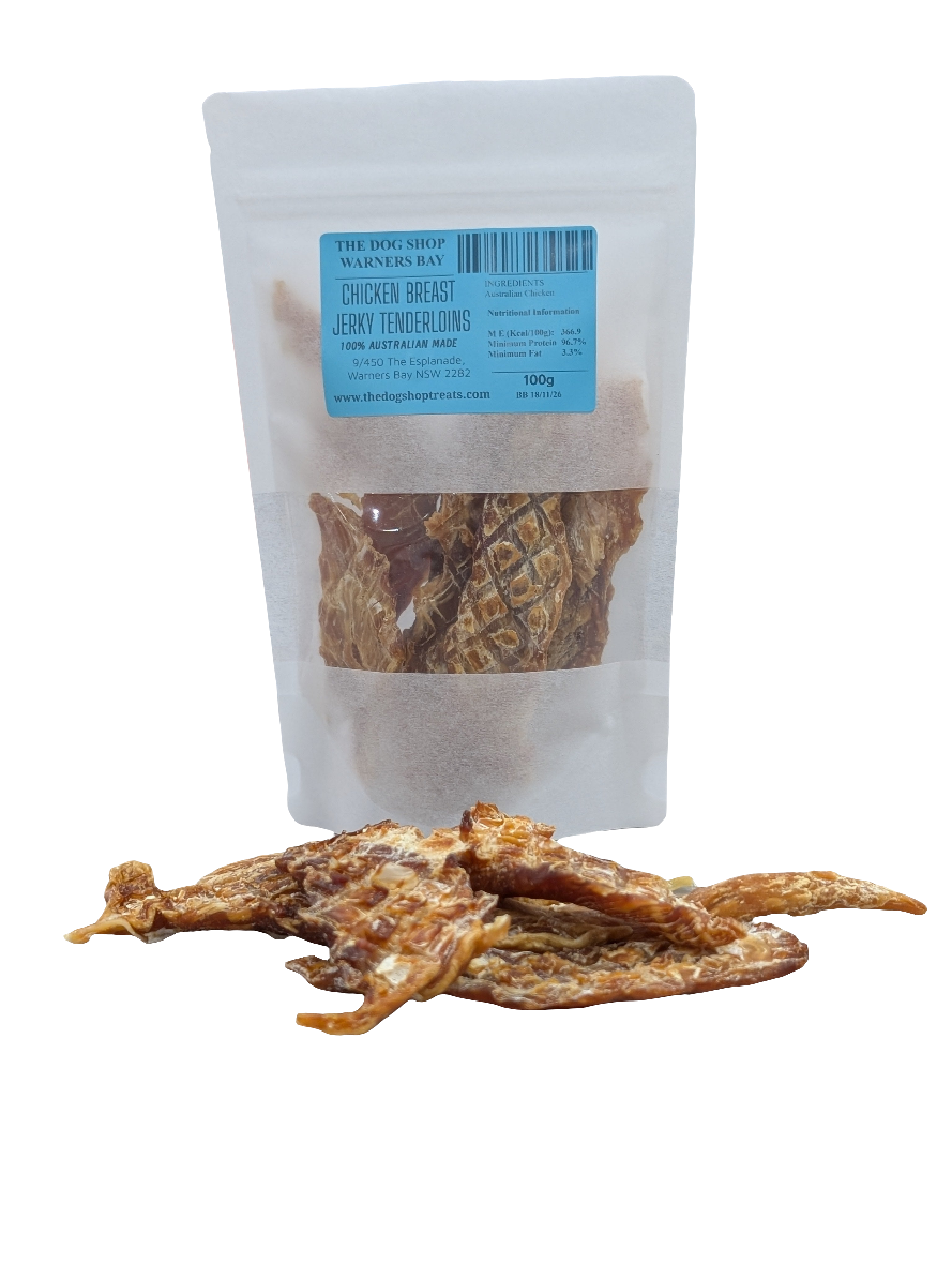 chicken breast jerky tenderloins packaged and loose