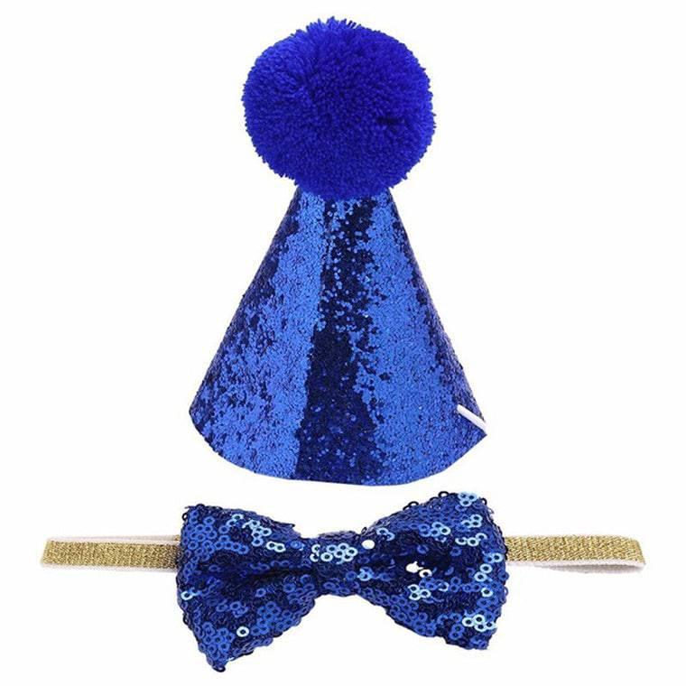 Glitter Party Hat with Bow Tie Navy - The Dog Shop Warners Bay