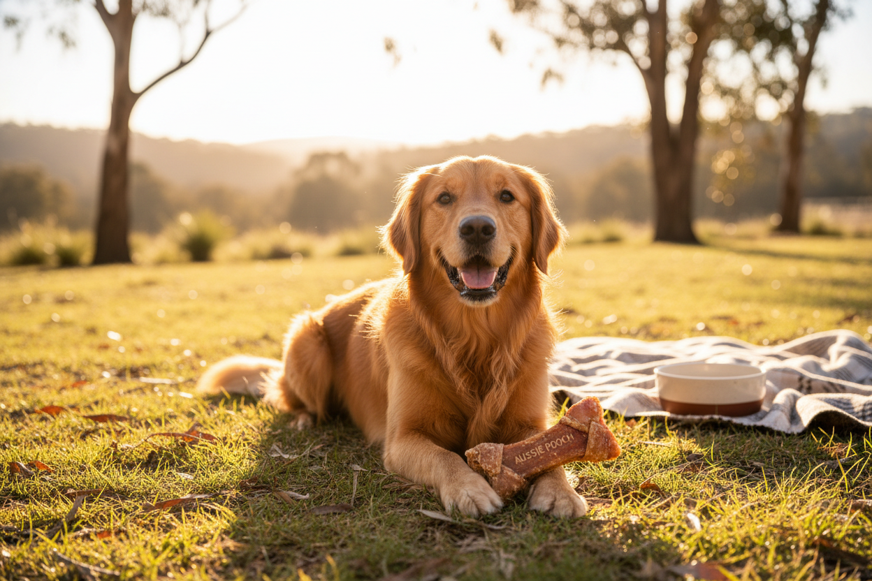 Happy dog with treat