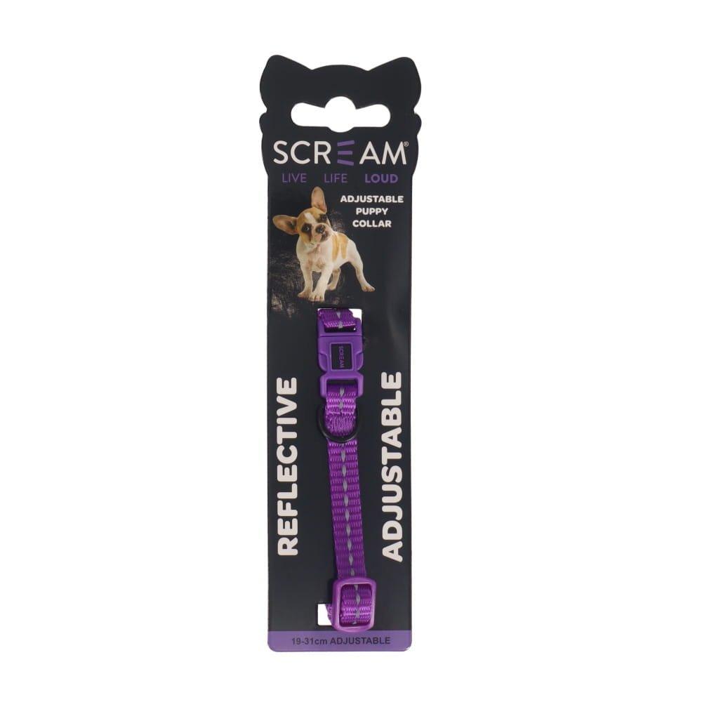 Scream Reflective Adj. Nylon Puppy Collar - The Dog Shop Warners Bay