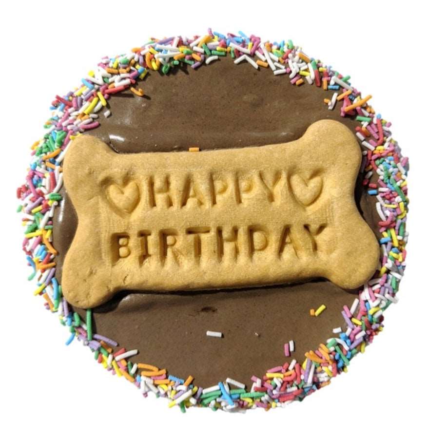 Birthday Party Biscuit Cake Carob - The Dog Shop Warners Bay