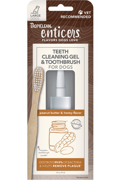 tropiclean enticers teeth cleaning kit peanut butter & honey / large
