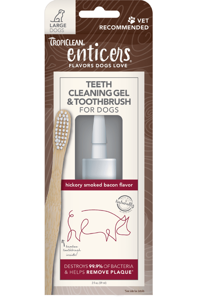 tropiclean enticers teeth cleaning kit hickory smoked bacon / large